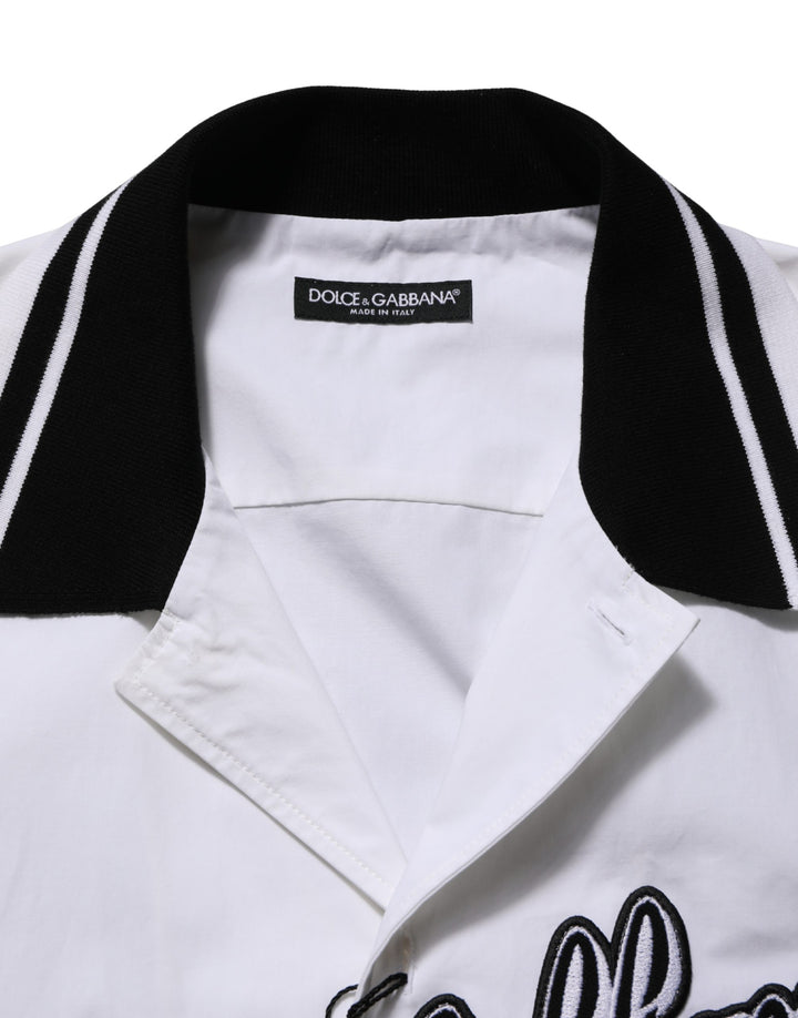 Dolce & Gabbana White LogoPatch Cotton Baseball Casual Shirt