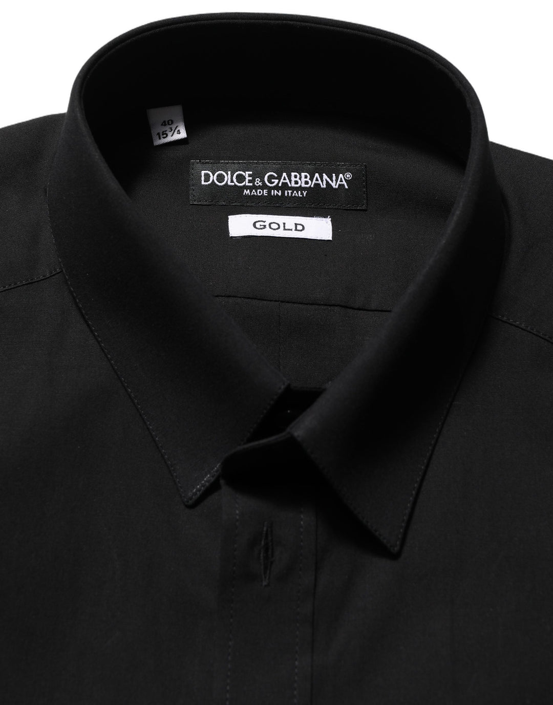 Dolce & Gabbana Black Cotton Stretch GOLD Fit Dress Shirt