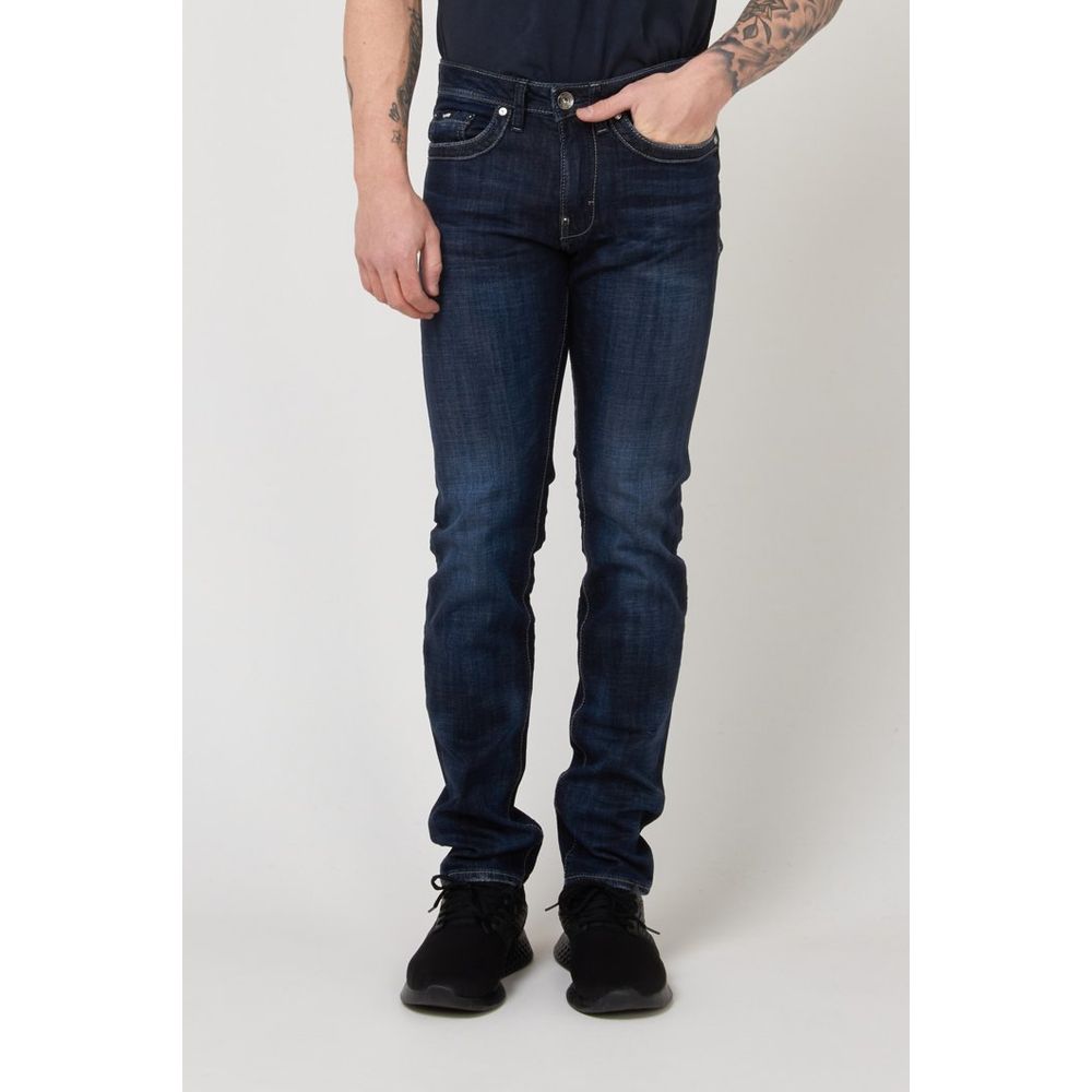 Gas Blue Cotton Slim Fit Jeans