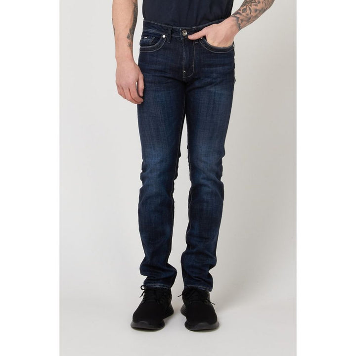 Gas Blue Cotton Slim Fit Jeans