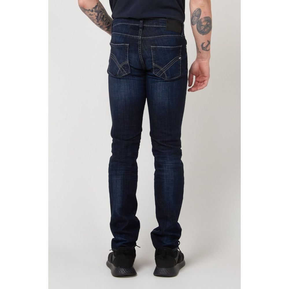 Gas Blue Cotton Slim Fit Jeans