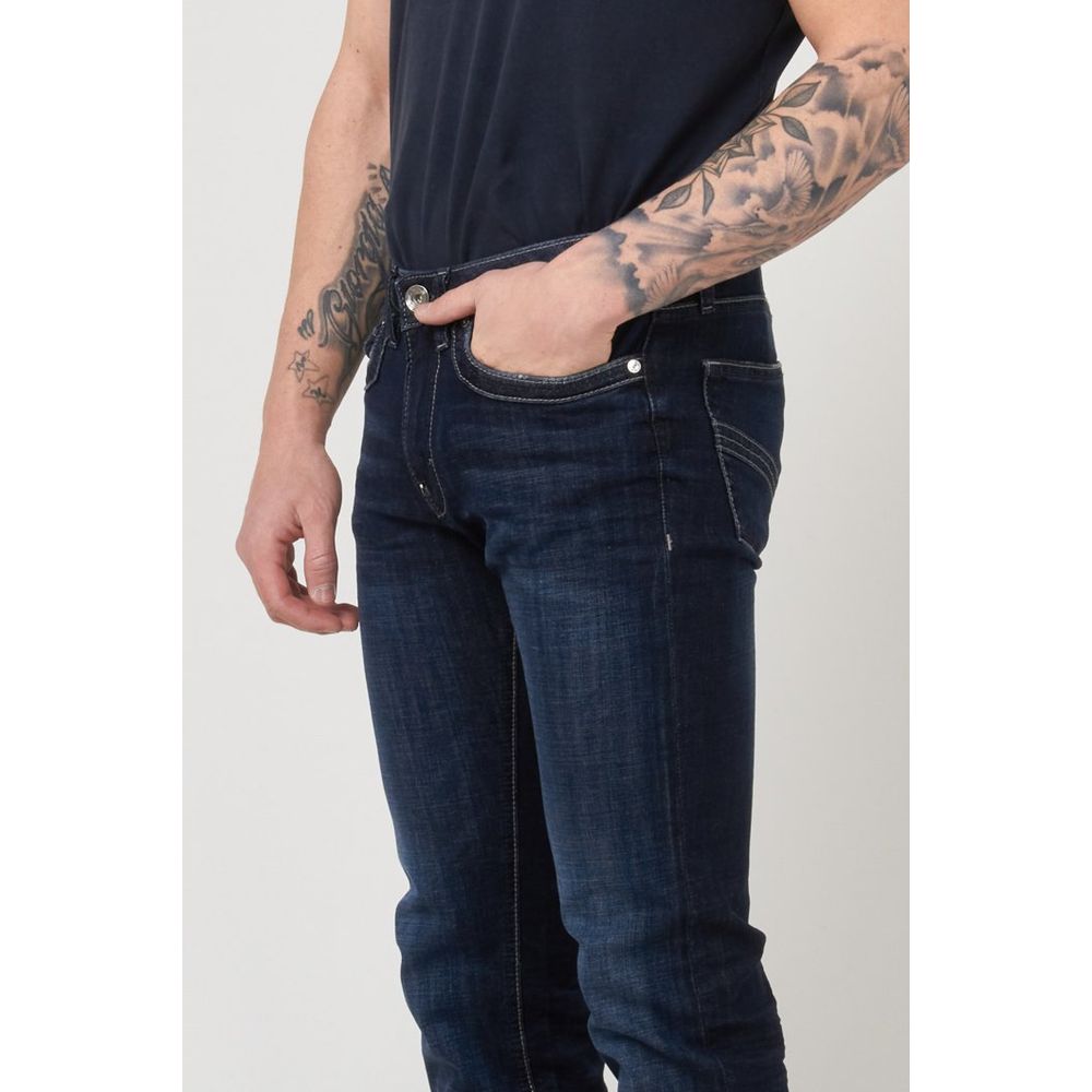 Gas Blue Cotton Slim Fit Jeans