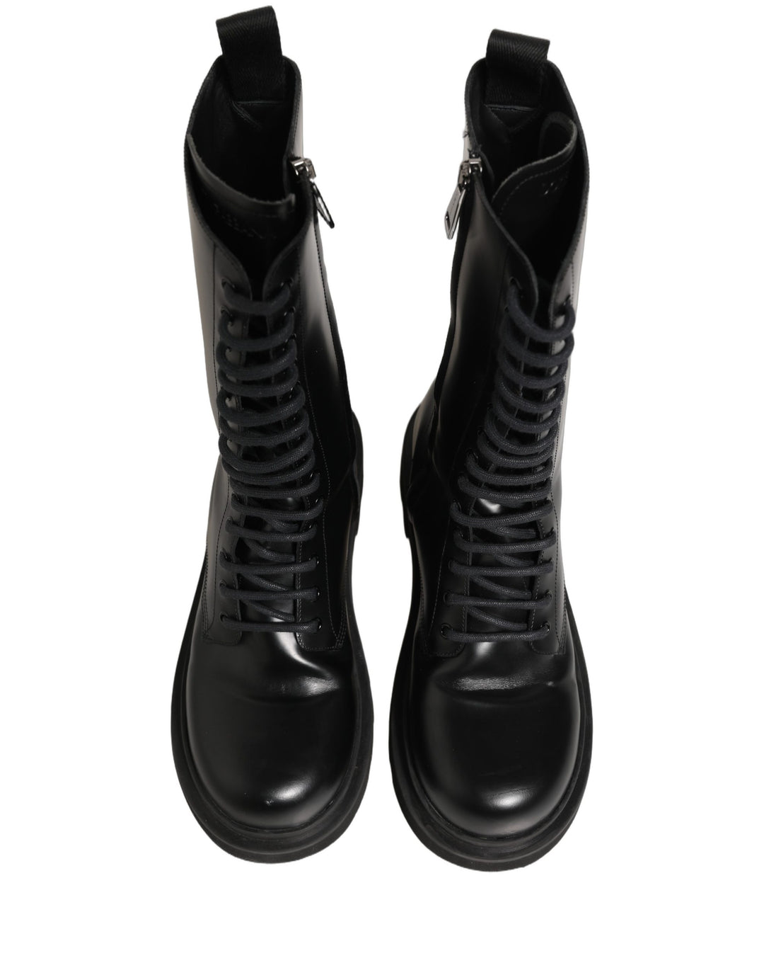 Dolce & Gabbana Black Leather Lace Up Men Combat Boots Shoes