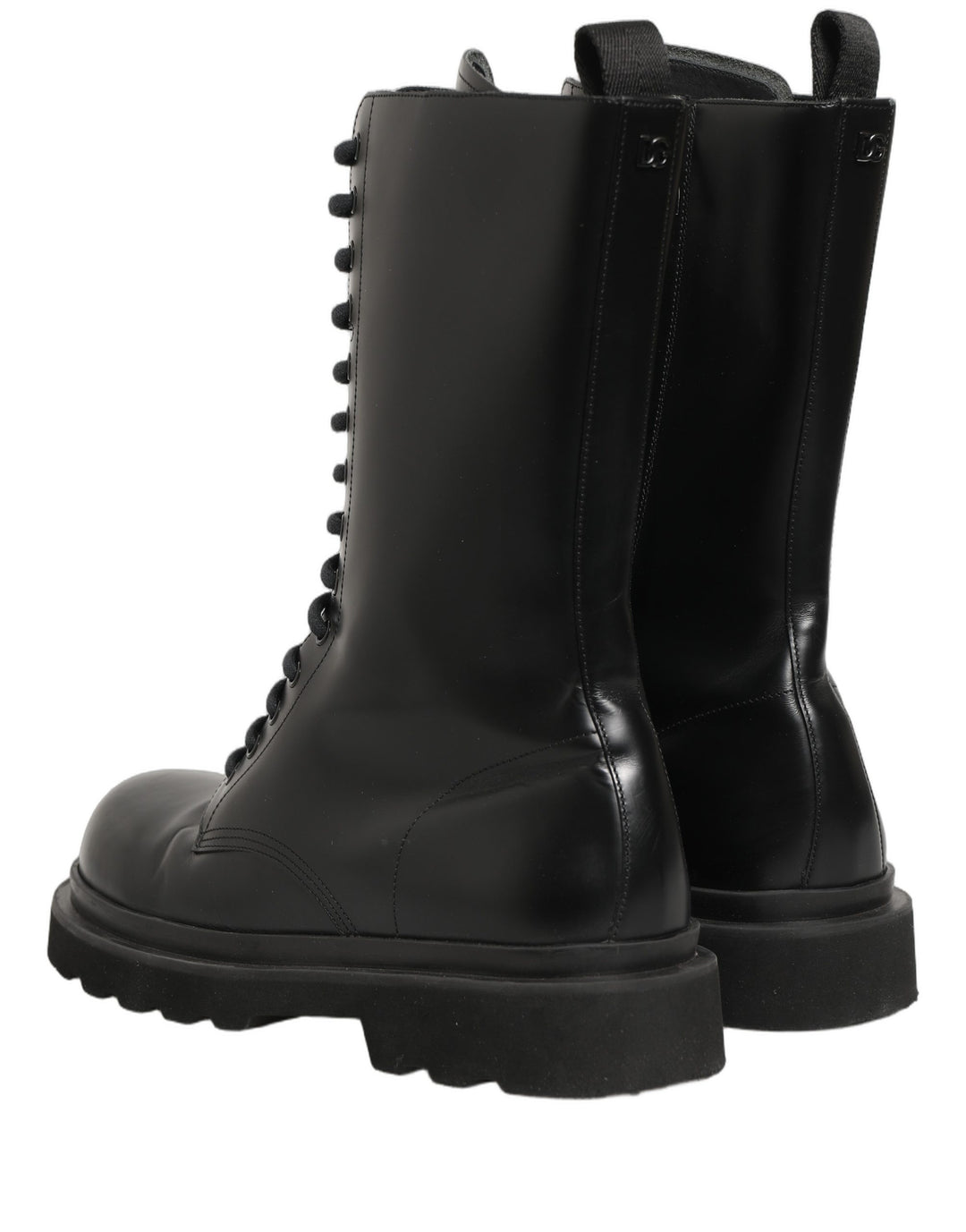 Dolce & Gabbana Black Leather Lace Up Men Combat Boots Shoes