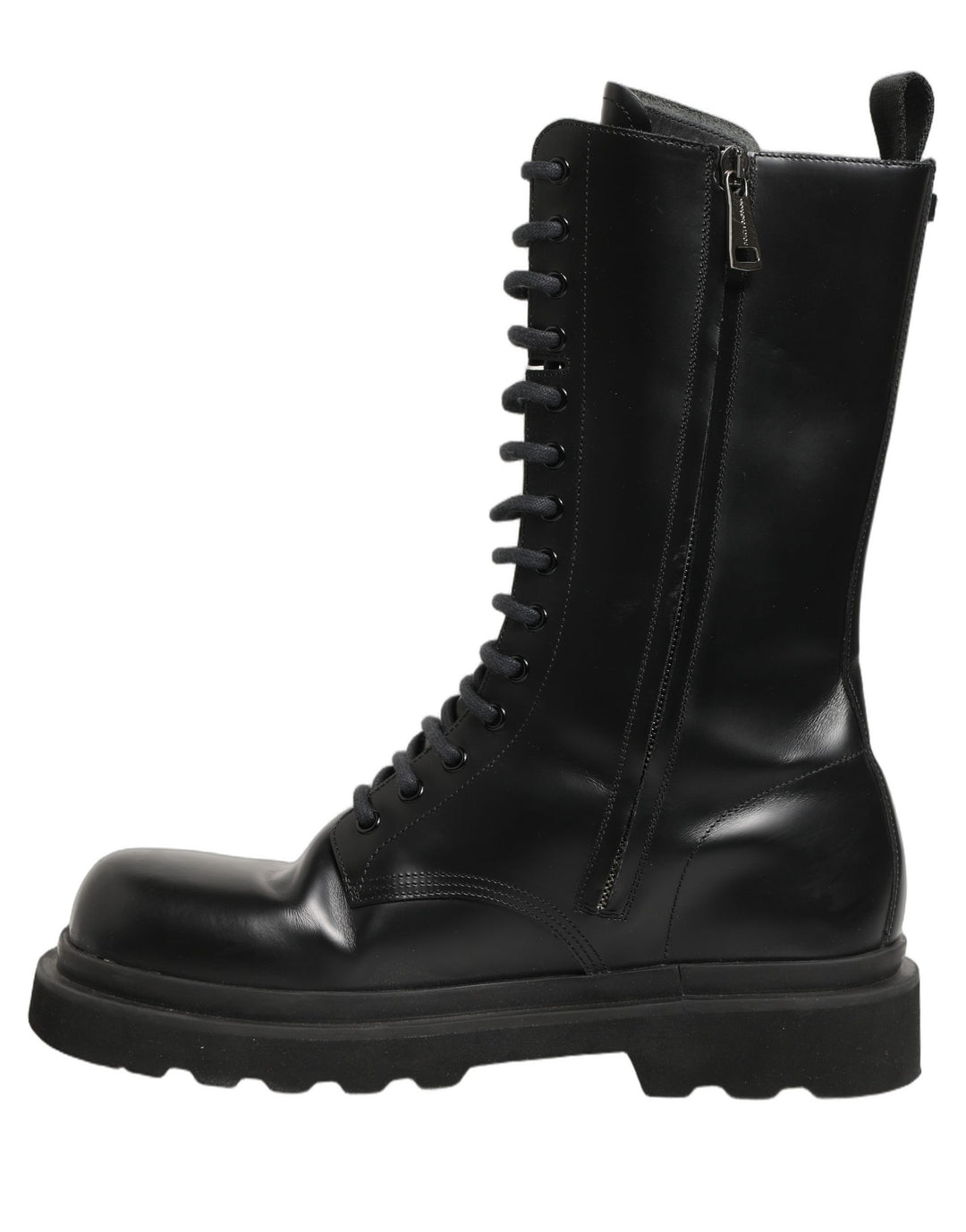 Dolce & Gabbana Black Leather Lace Up Men Combat Boots Shoes