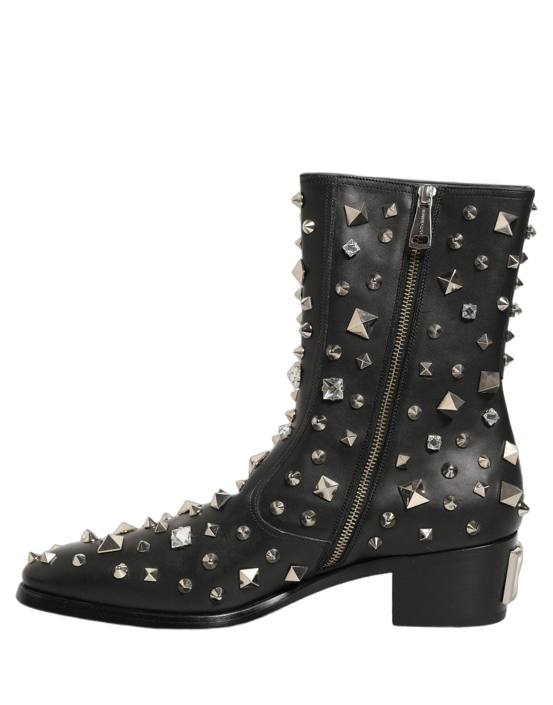Dolce & Gabbana Black Crystal Embellished Short Boots Shoes