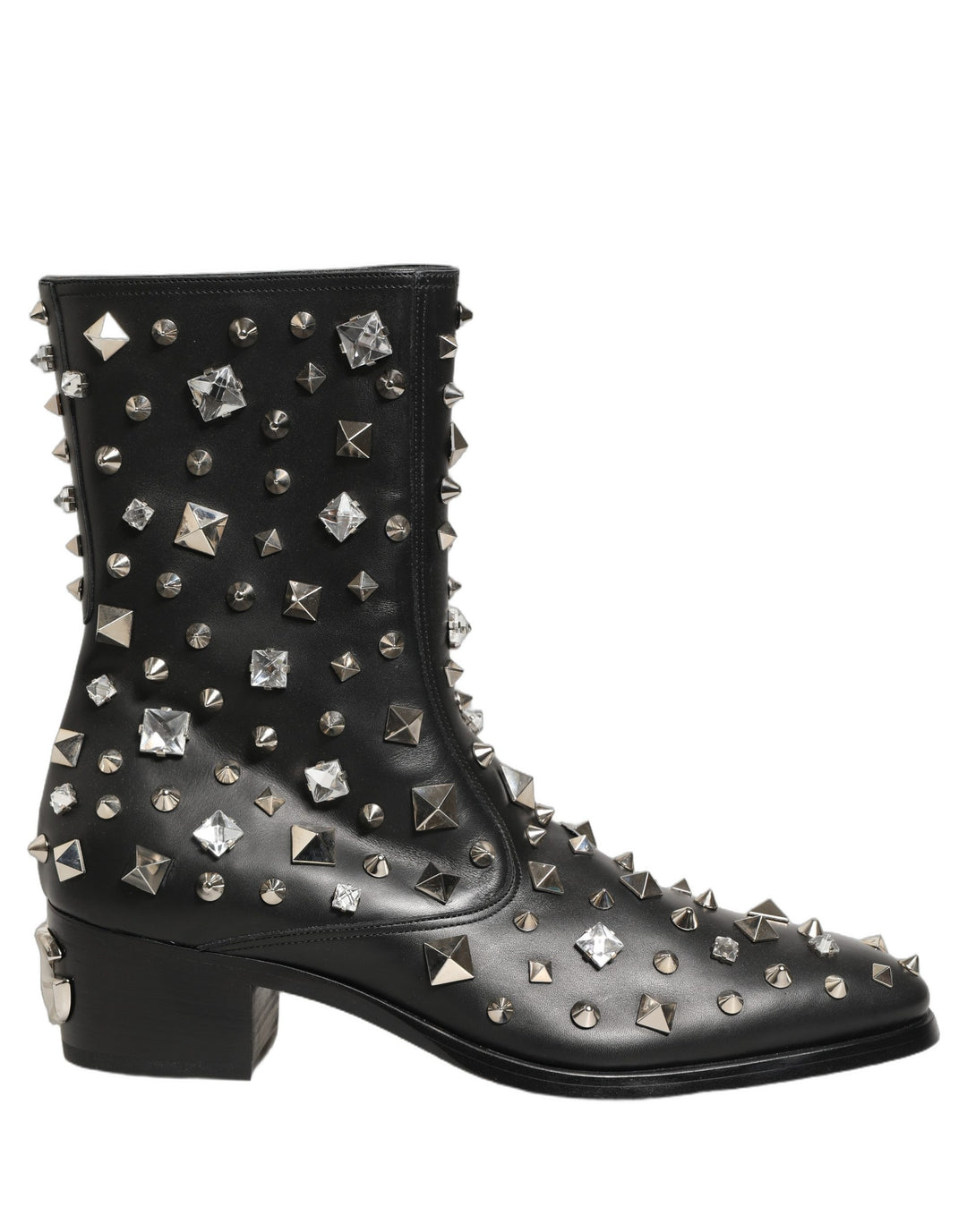 Dolce & Gabbana Black Crystal Embellished Short Boots Shoes
