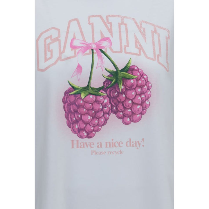 Ganni White Cotton T-Shirt