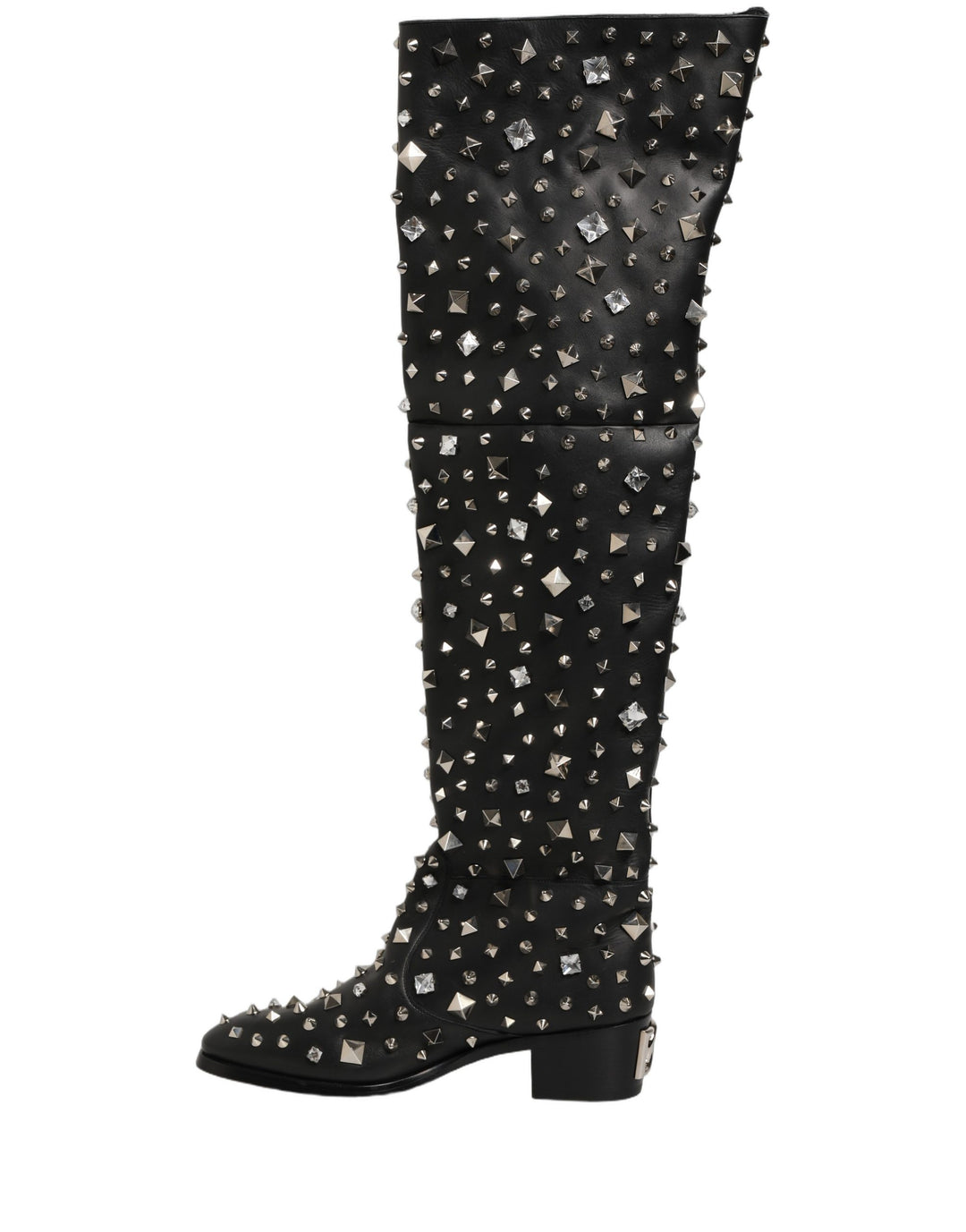 Dolce & Gabbana Black Crystal Embellished High Boots Shoes