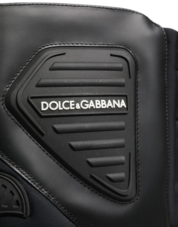 Dolce & Gabbana Black Leather Biker Mid Calf Men Boots Shoes