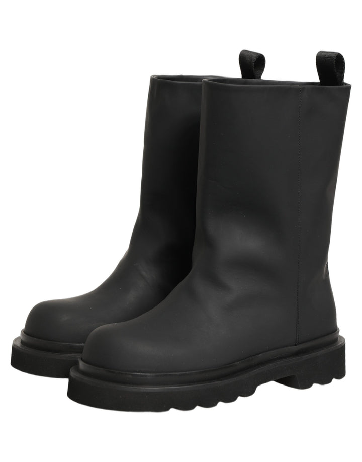 Dolce & Gabbana Black Leather Mid Calf Chunky Men Boots Shoes