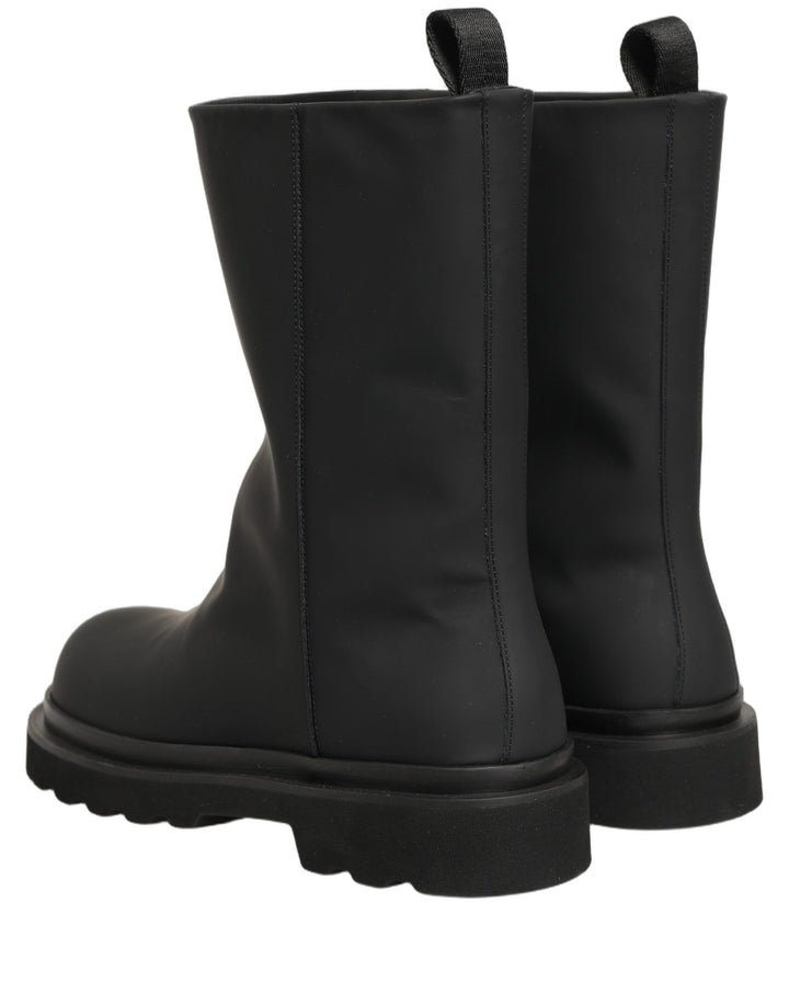 Dolce & Gabbana Black Leather Mid Calf Chunky Men Boots Shoes