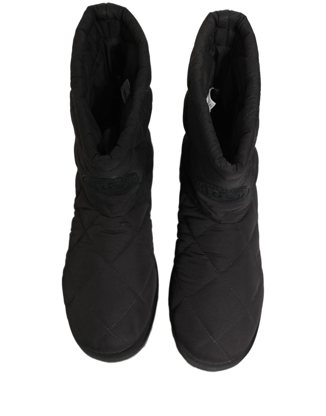 Dolce & Gabbana Black Quilted Effect Mid Calf Boots Shoes