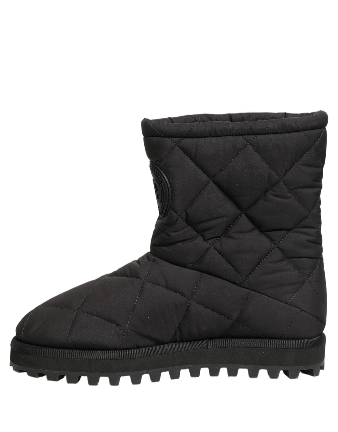 Dolce & Gabbana Black Quilted Effect Mid Calf Boots Shoes