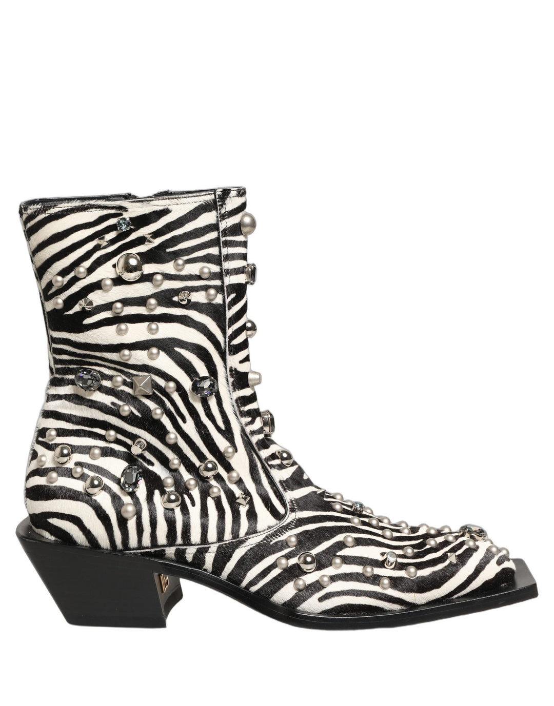 Dolce & Gabbana Black White Zebra Embellished Boots Shoes