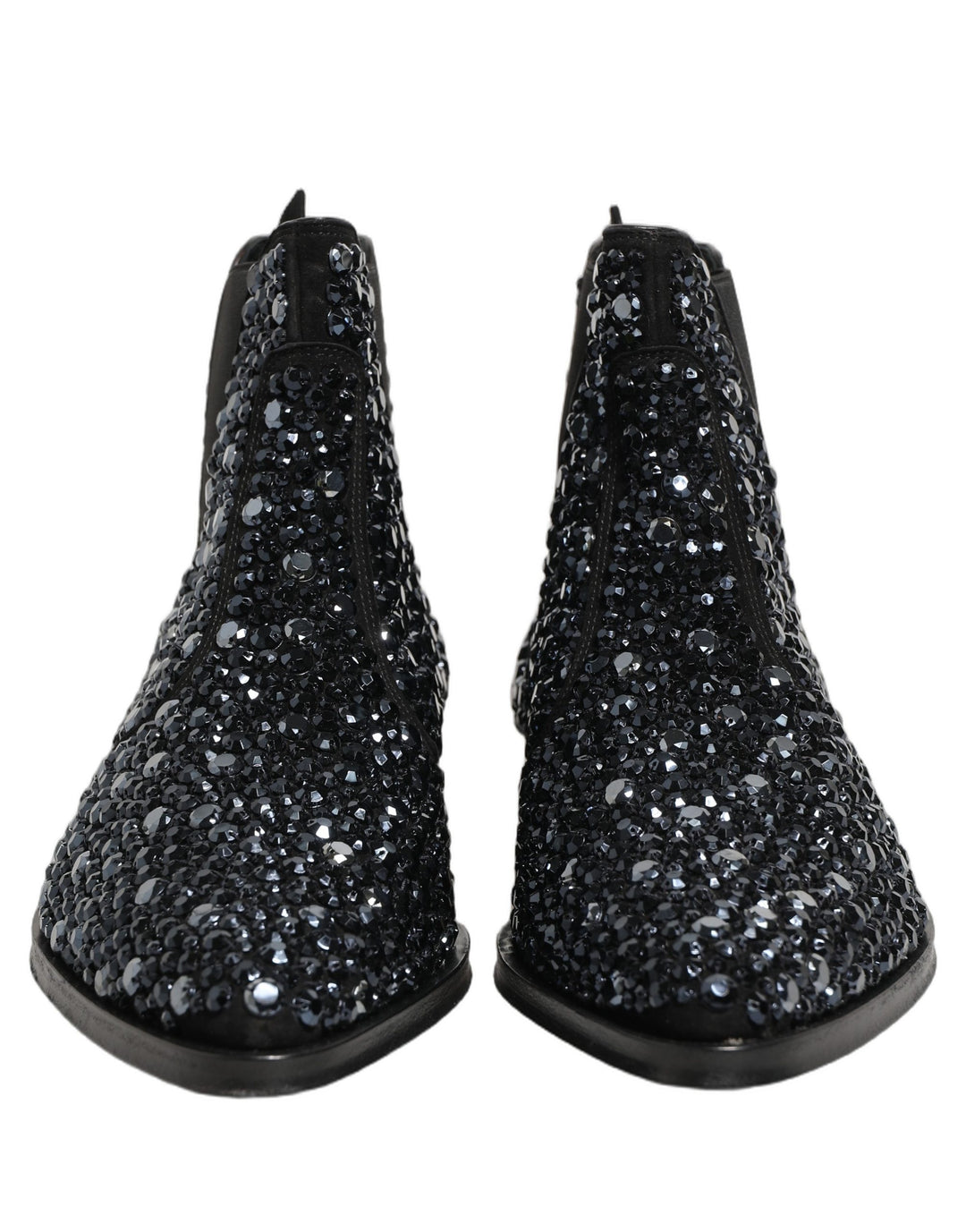 Dolce & Gabbana Black Embellished Chelsea Ankle Boots Shoes