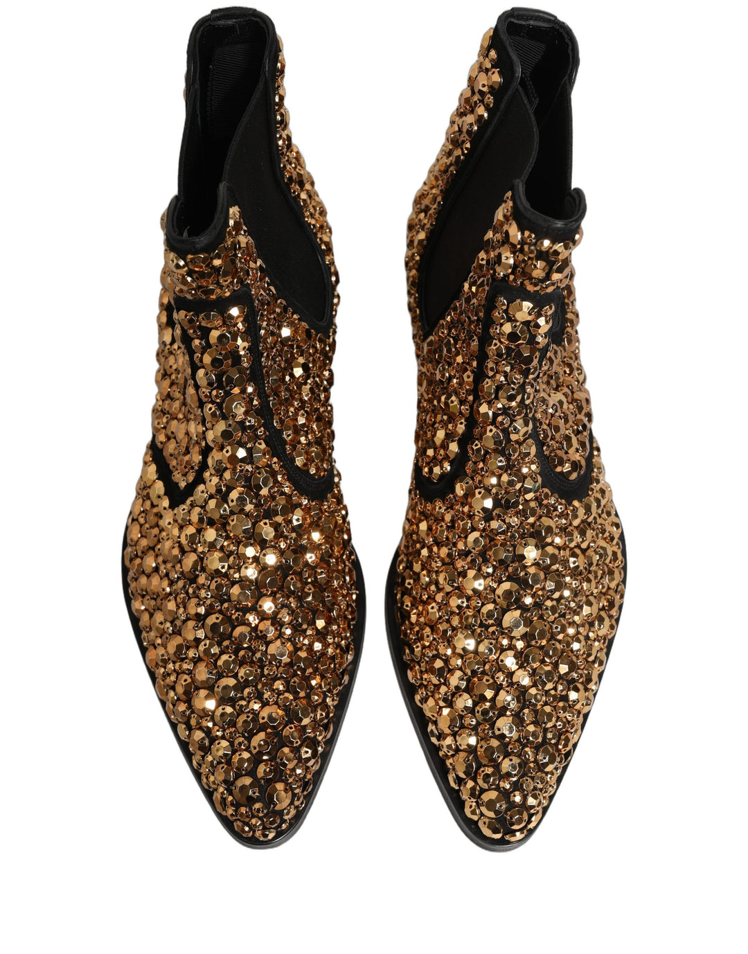 Dolce & Gabbana Gold Embellished Chelsea Ankle Boots Shoes