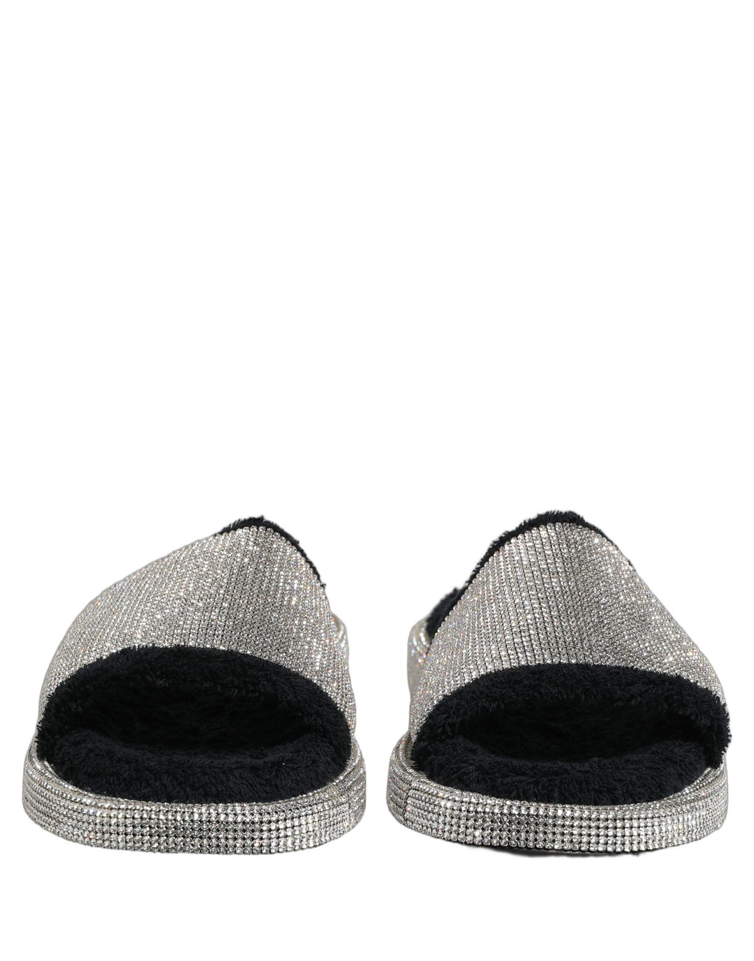 Dolce & Gabbana Black Crystal Embellished Platform Men Slides Shoes