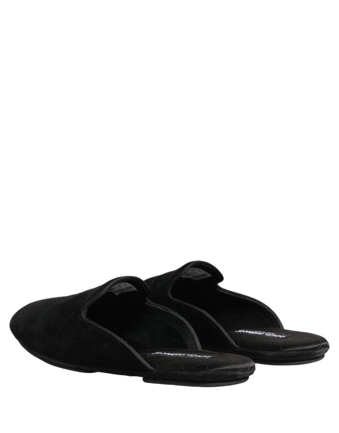 Dolce & Gabbana Black Suede Slides Flat Slipper Men Shoes