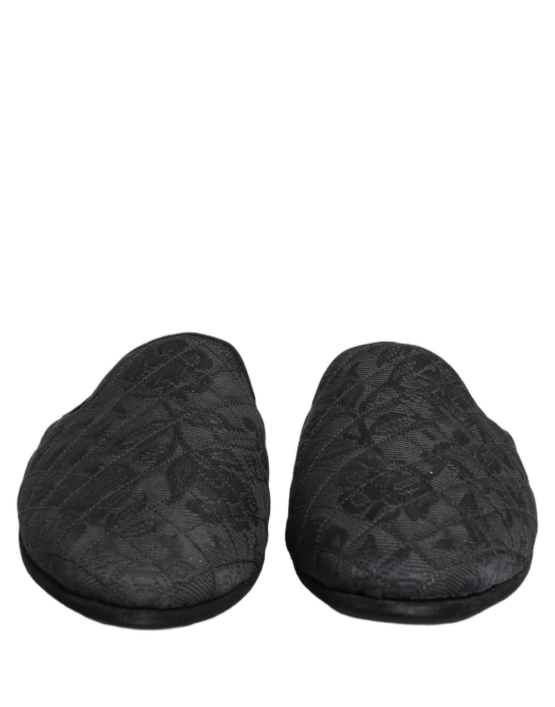 Dolce & Gabbana Black Floral Brocade Slides Slippers Shoes