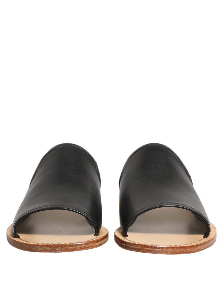 Dolce & Gabbana Brown Leather Slides Sandals Flats Men Shoes