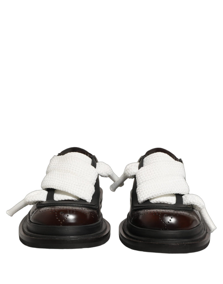 Dolce & Gabbana Brown Leather Slip On Flat Sandals Men Shoes