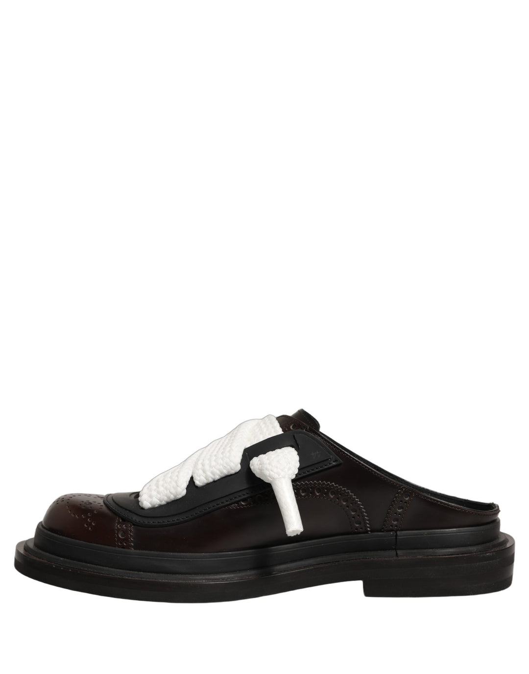 Dolce & Gabbana Brown Leather Slip On Flat Sandals Men Shoes