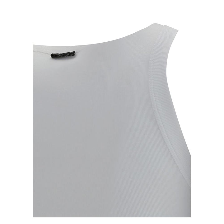 Brunello Cucinelli White Cotton Sleeveles T-Shirt