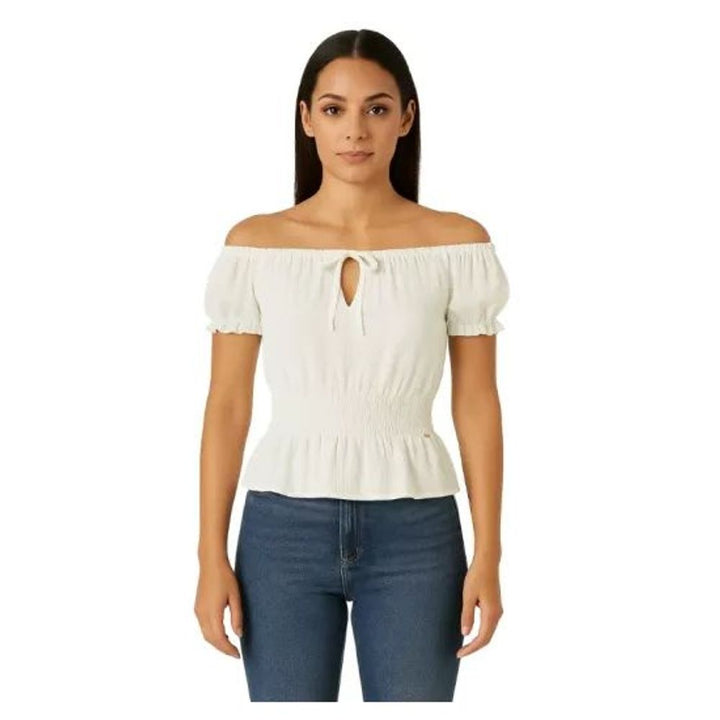 Guess White Polyester Blouse