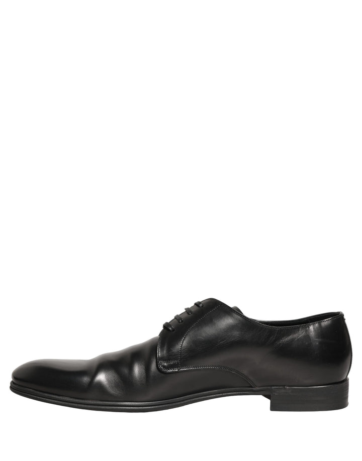 Dolce & Gabbana Black Leather Men Derby Dress Formal Shoes