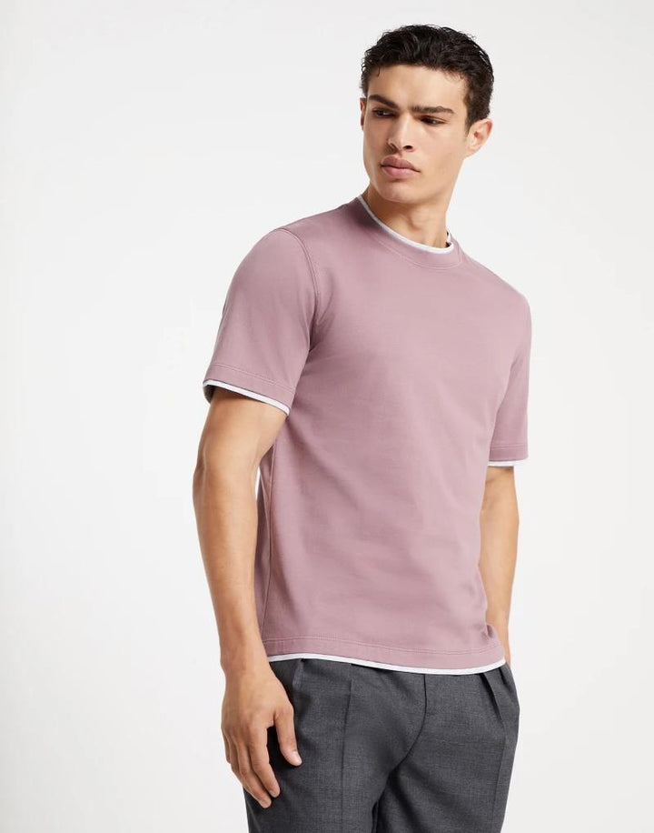 Brunello Cucinelli Bicolor Cotton T-Shirt