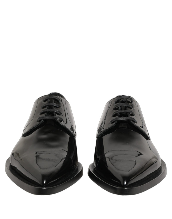 Dolce & Gabbana Black Leather Men Derby Dress Formal Shoes
