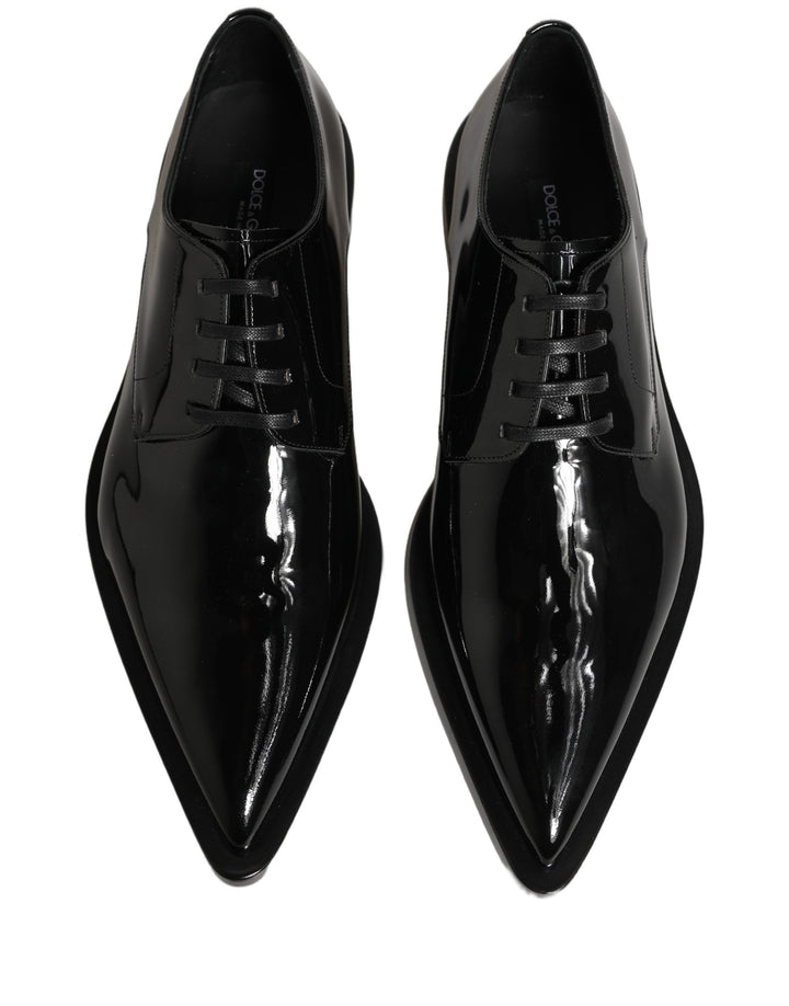 Dolce & Gabbana Black Leather Men Derby Dress Formal Shoes