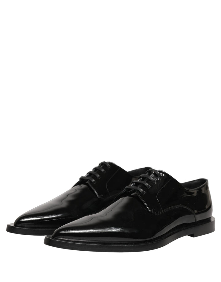 Dolce & Gabbana Black Leather Men Derby Dress Formal Shoes