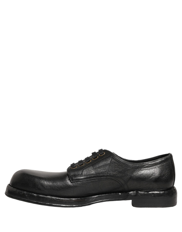 Dolce & Gabbana Black Leather Lace Up Derby Dress Men Shoes