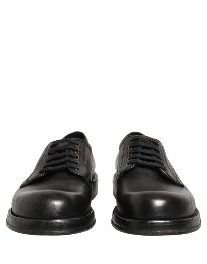 Dolce & Gabbana Black Leather Lace Up Derby Dress Men Shoes