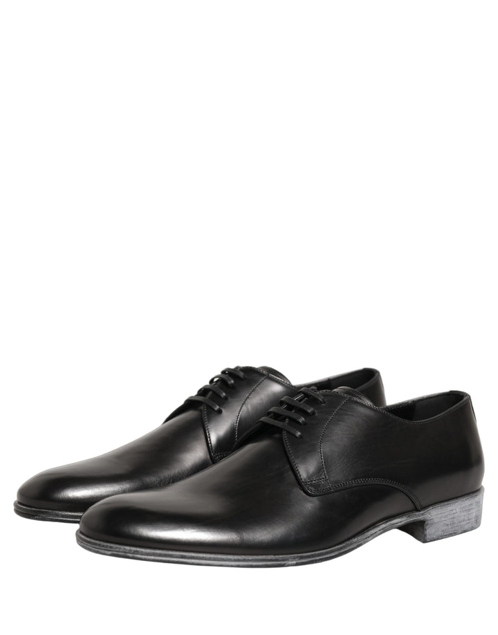 Dolce & Gabbana Dress Black Leather Lace Up Derby Men Shoes