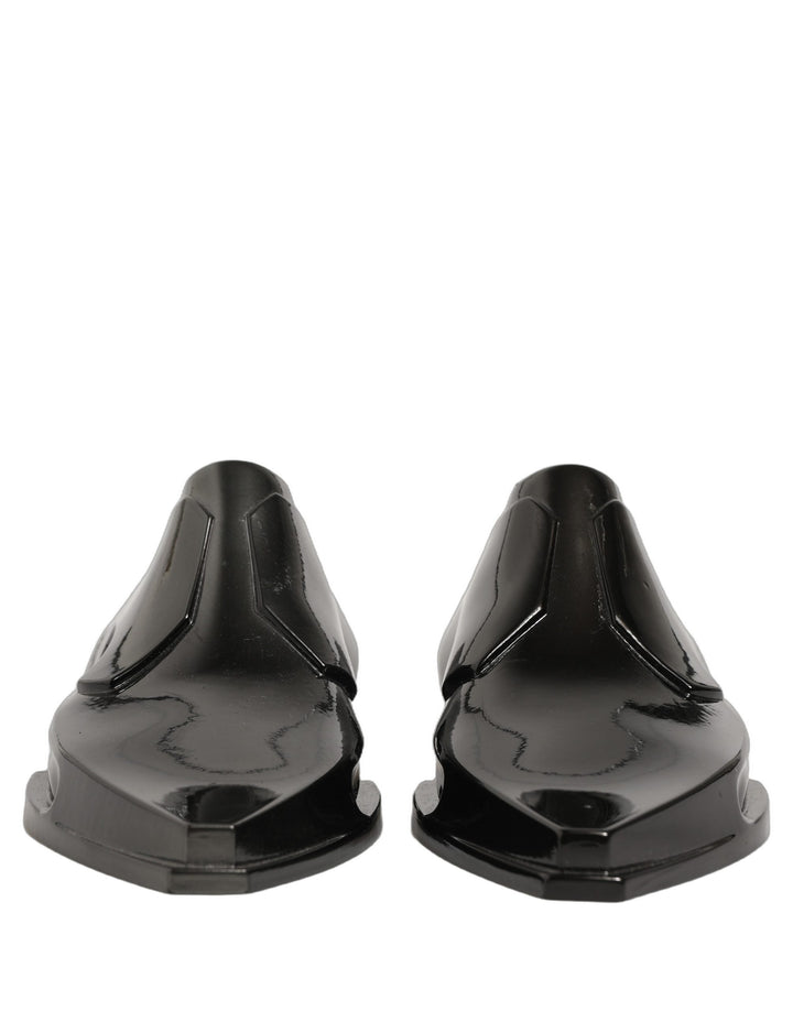 Dolce & Gabbana Dress Shiny Black Slip On Plastic Dress Shoes