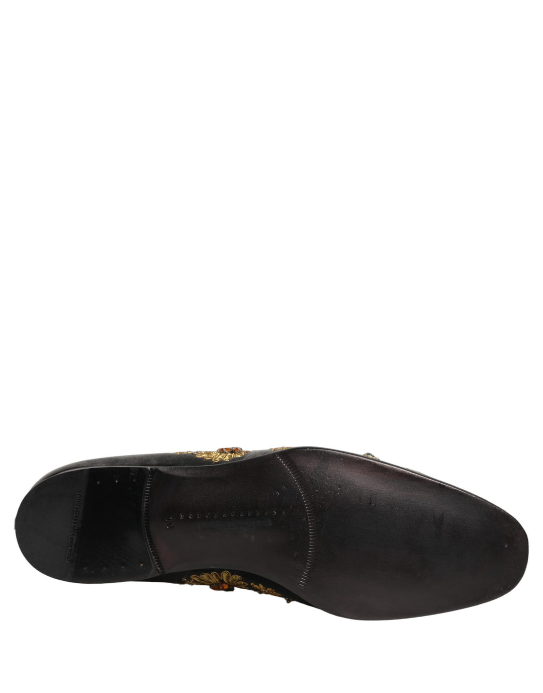 Dolce & Gabbana Black Velvet Embellished Dress Loafers Shoes