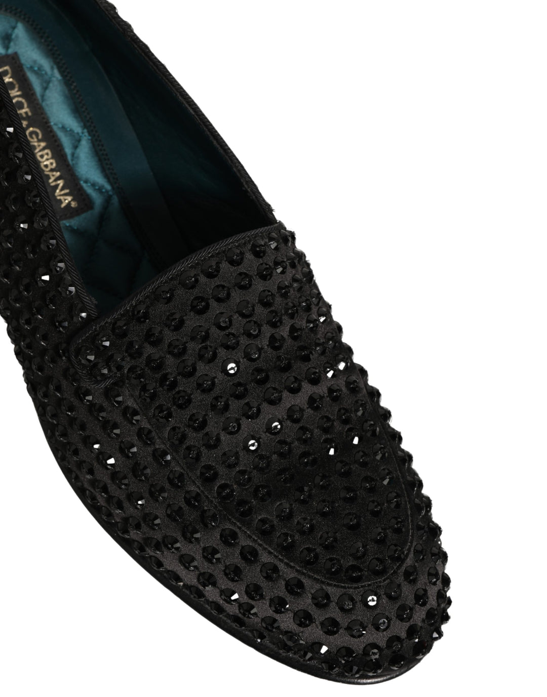 Dolce & Gabbana Black Rhinestone Embellished Loafers Shoes