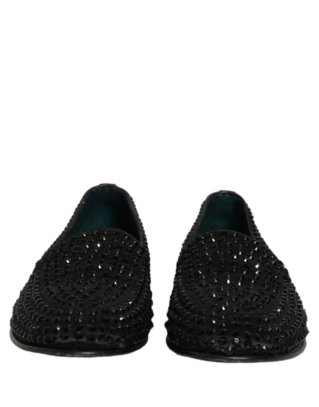Dolce & Gabbana Black Rhinestone Embellished Loafers Shoes