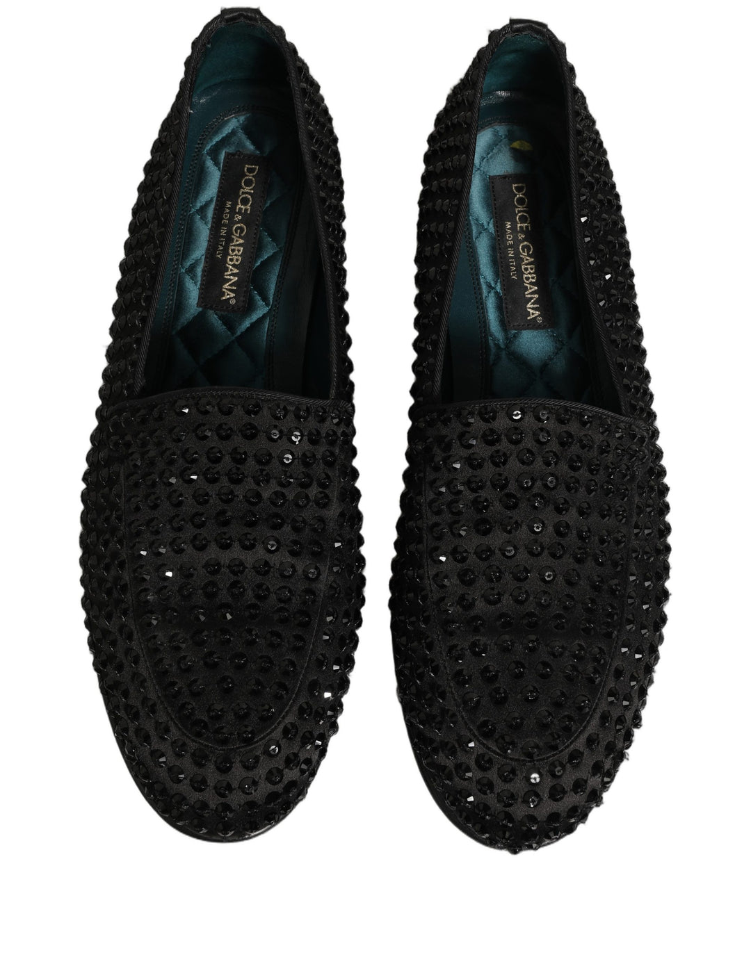 Dolce & Gabbana Black Rhinestone Embellished Loafers Shoes