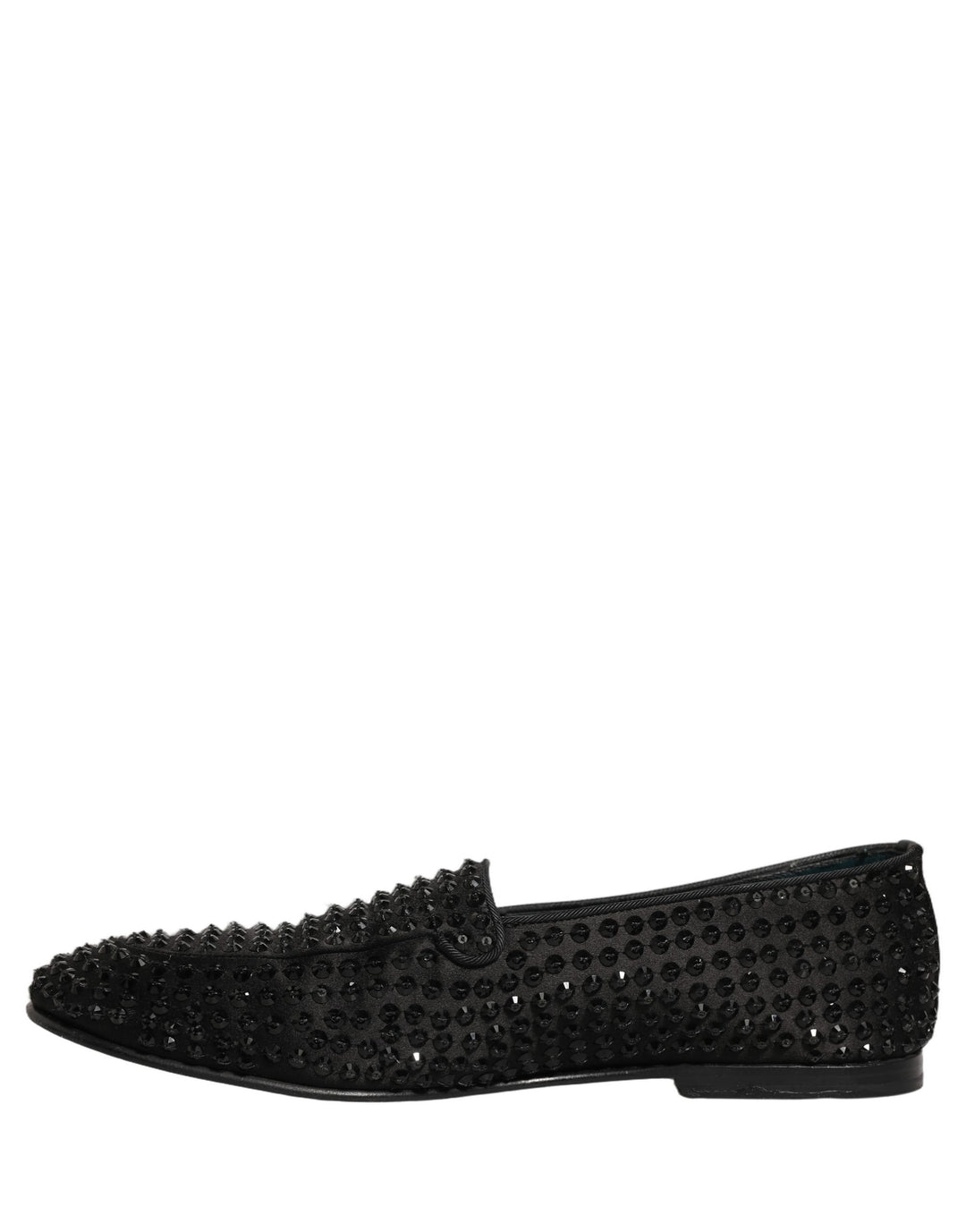 Dolce & Gabbana Black Rhinestone Embellished Loafers Shoes