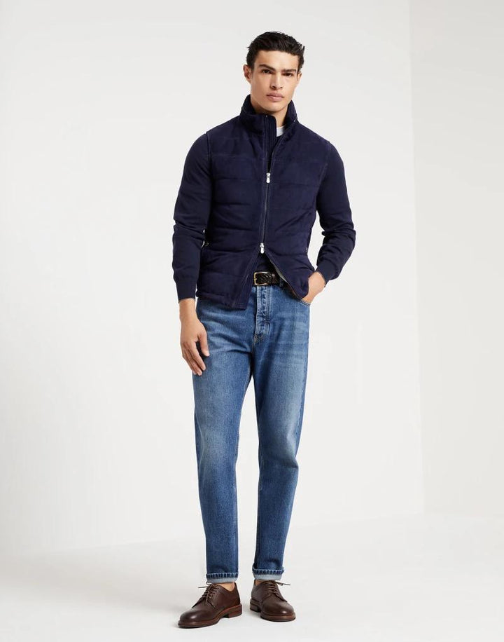 Brunello Cucinelli Bicolor Leather Sleeveless Jacket
