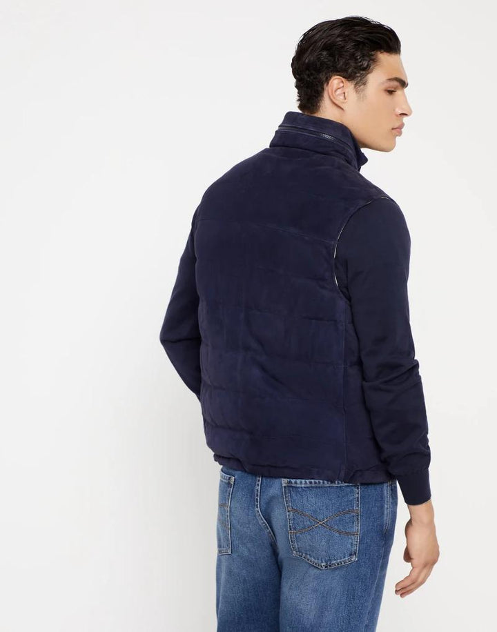 Brunello Cucinelli Bicolor Leather Sleeveless Jacket