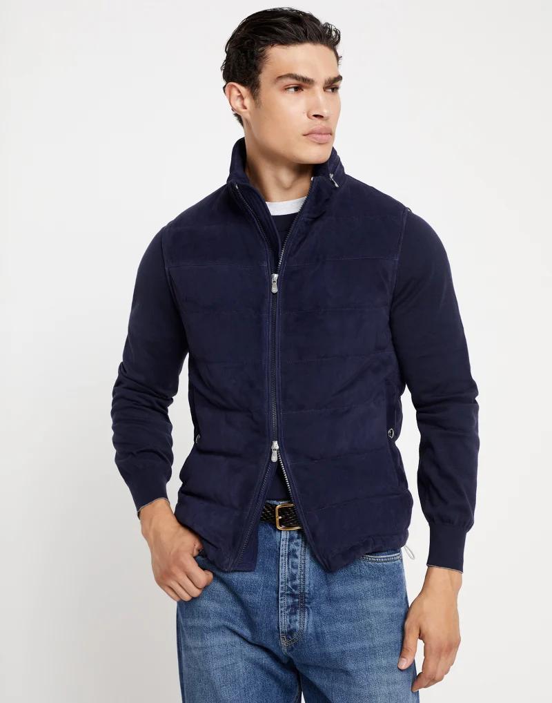 Brunello Cucinelli Bicolor Leather Sleeveless Jacket
