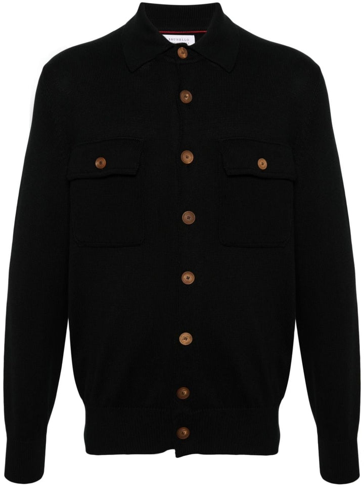 Brunello Cucinelli Black Cotton Cardigan