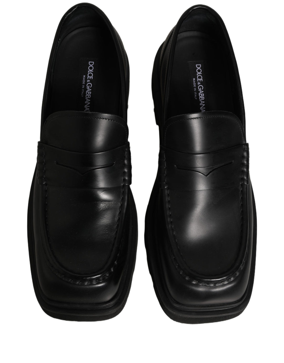 Dolce & Gabbana Black Calfskin Leather Men Dress Loafer Shoes