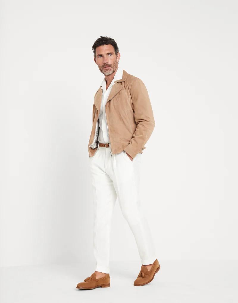 Brunello Cucinelli Bicolor Leather Leather Jacket