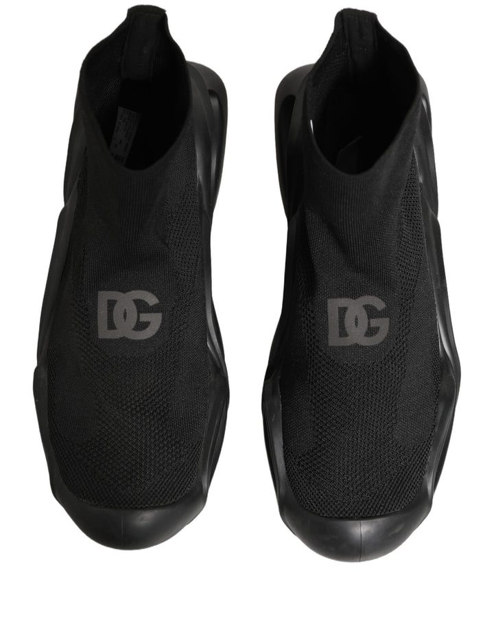 Dolce & Gabbana Black Slip On Wave Socks Men Sneakers Shoes